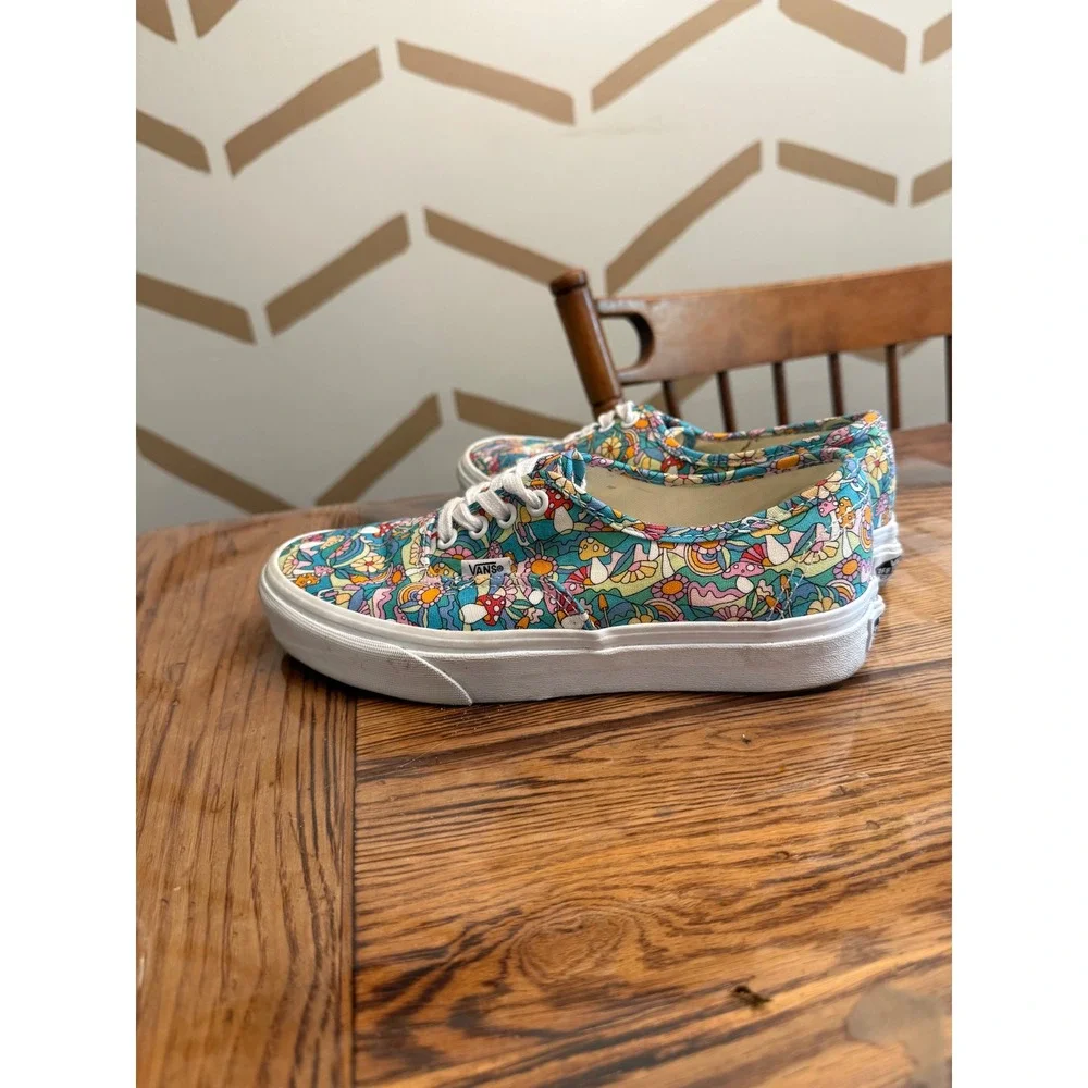 Vans Authentic Shoes Womens 6.5 Multi Color Psychedelic Mushroom Floral Sneakers